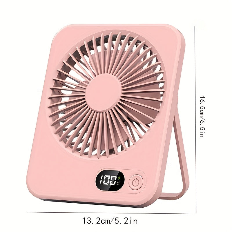 Portable USB Desktop Fan Black Pink 5-Speed Quiet Adjustable Mini Fan