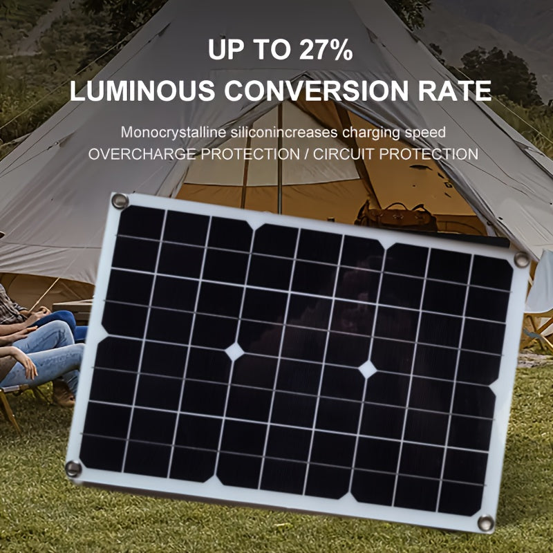 Cargador de panel solar plegable de 25W portátil de plástico blanco para camping, coche, motocicleta, emergencia
