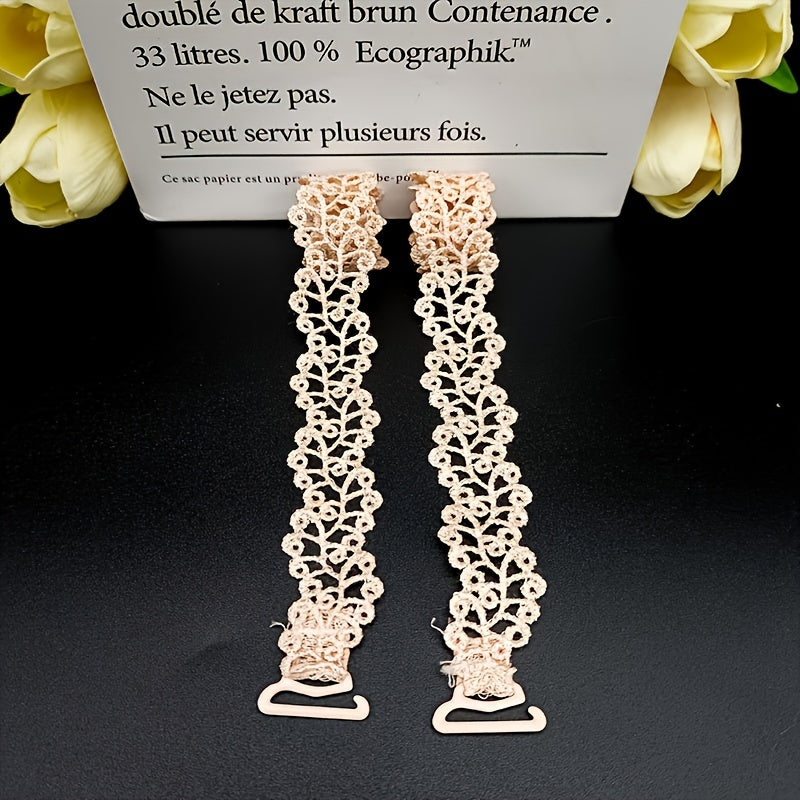 Women's Adjustable Floral Bra Straps in Beige White Black Polyester Lingerie Accessories