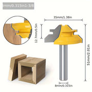 Woodworking 45-Degree Tenon Milling Cutter Carbon Steel Bright Yellow 8mm