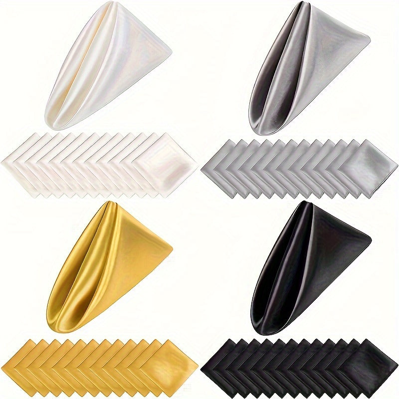 Square Satin Napkins Sets of 6 12 or 24 42.98cm Wedding Dinner Wrinkle-Resistant