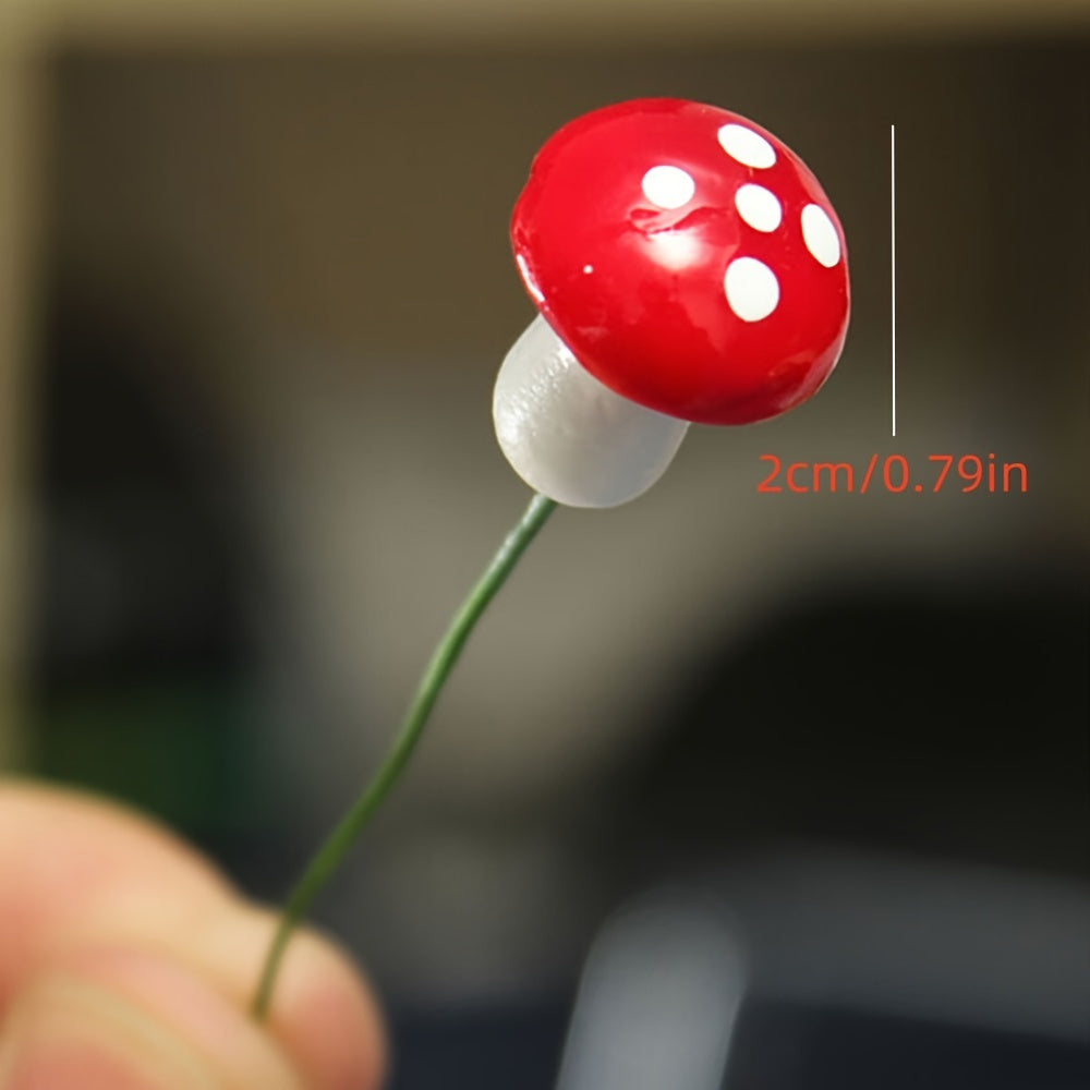 Yaratilgan plastmassa qizil qoʻziqorinlar Rojdestvo bezaklari uchun, miniatyura farishta bog'lari va yosun landshaftlari