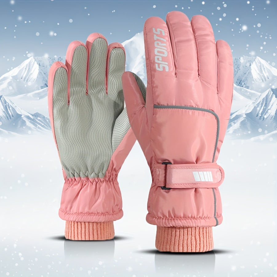 Winter Ski Gloves Touchscreen Compatible Waterproof Windproof Fleece Lined Anti-Slip Grip