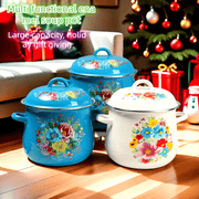 Рождественский эмалированный казан с большой вместимостью - универсальная кастрюля для варки, тушения и других блюд. Прочная, легко моется и совместима со всеми плитами. Идеальный праздничный подарок для ресторанных кухонных принадлежностей.