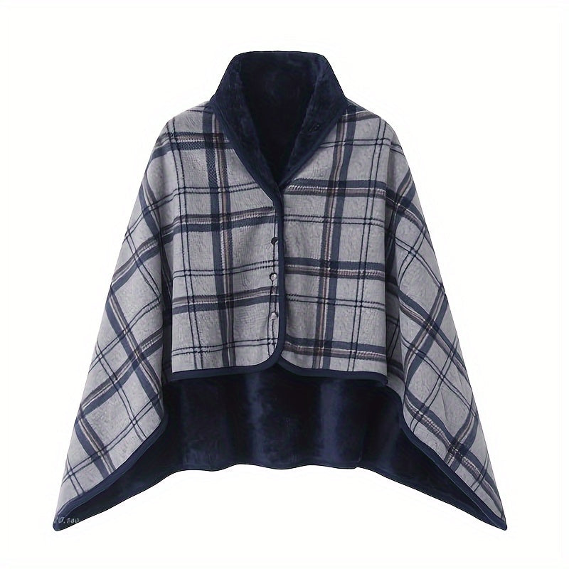 Plaid Polar Fleece Shawl Blanket for Autumn Winter Lounge and Office Use