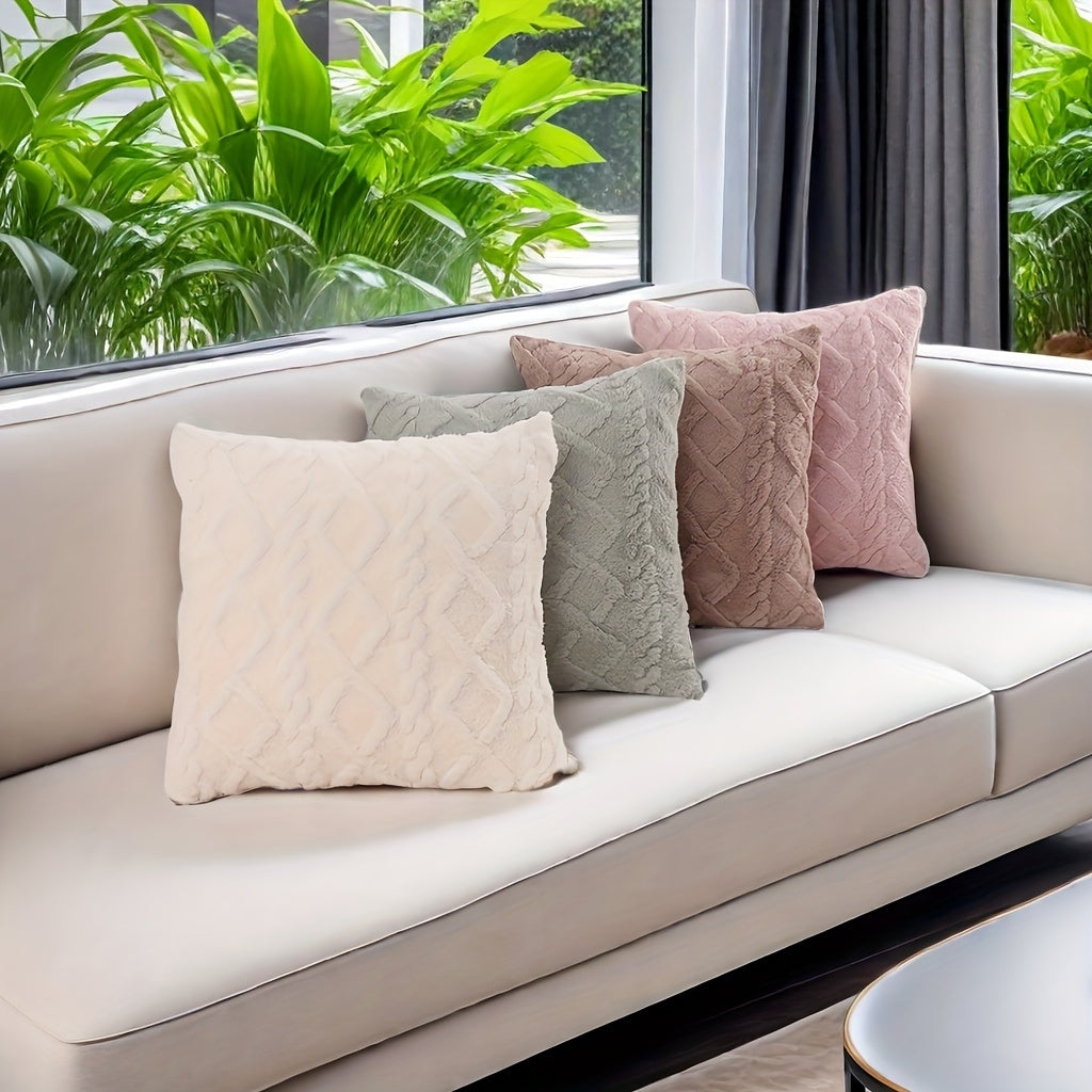 Современная жаккардовая плюшевая подушка в ромбик для декора дивана, кровати, офиса или автомобиля. Однотонный цвет с трехмерным дизайном. Наполнитель подушки не включен.