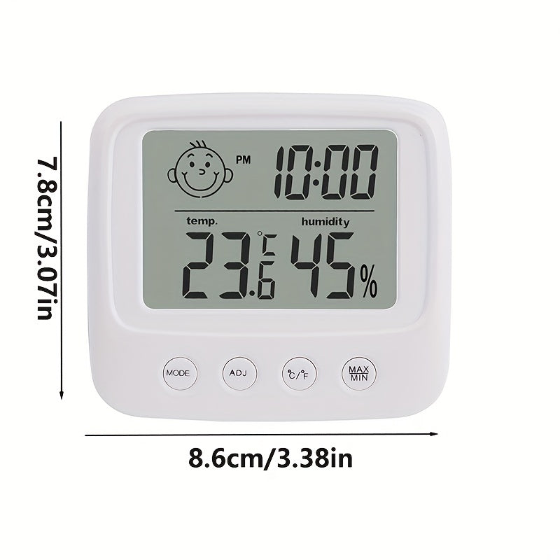 Digital Thermometer and Hygrometer with Clock, Accurate Temperature and Humidity Monitor, Battery Operated