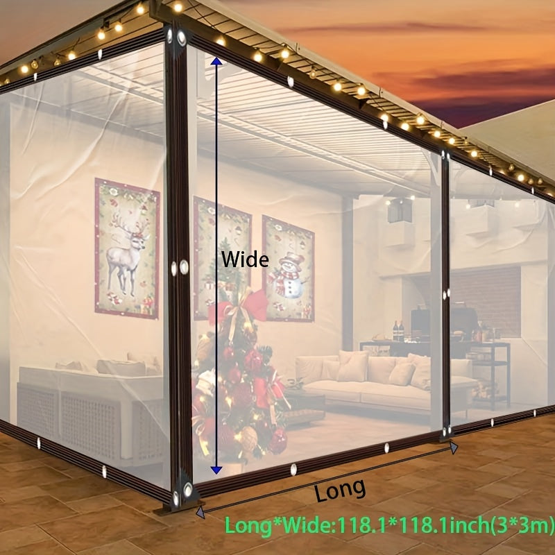 Heavy-Duty Clear Plastic Tarpaulin Waterproof Dustproof Windproof Snowproof for Outdoor Patio Greenhouse Garden