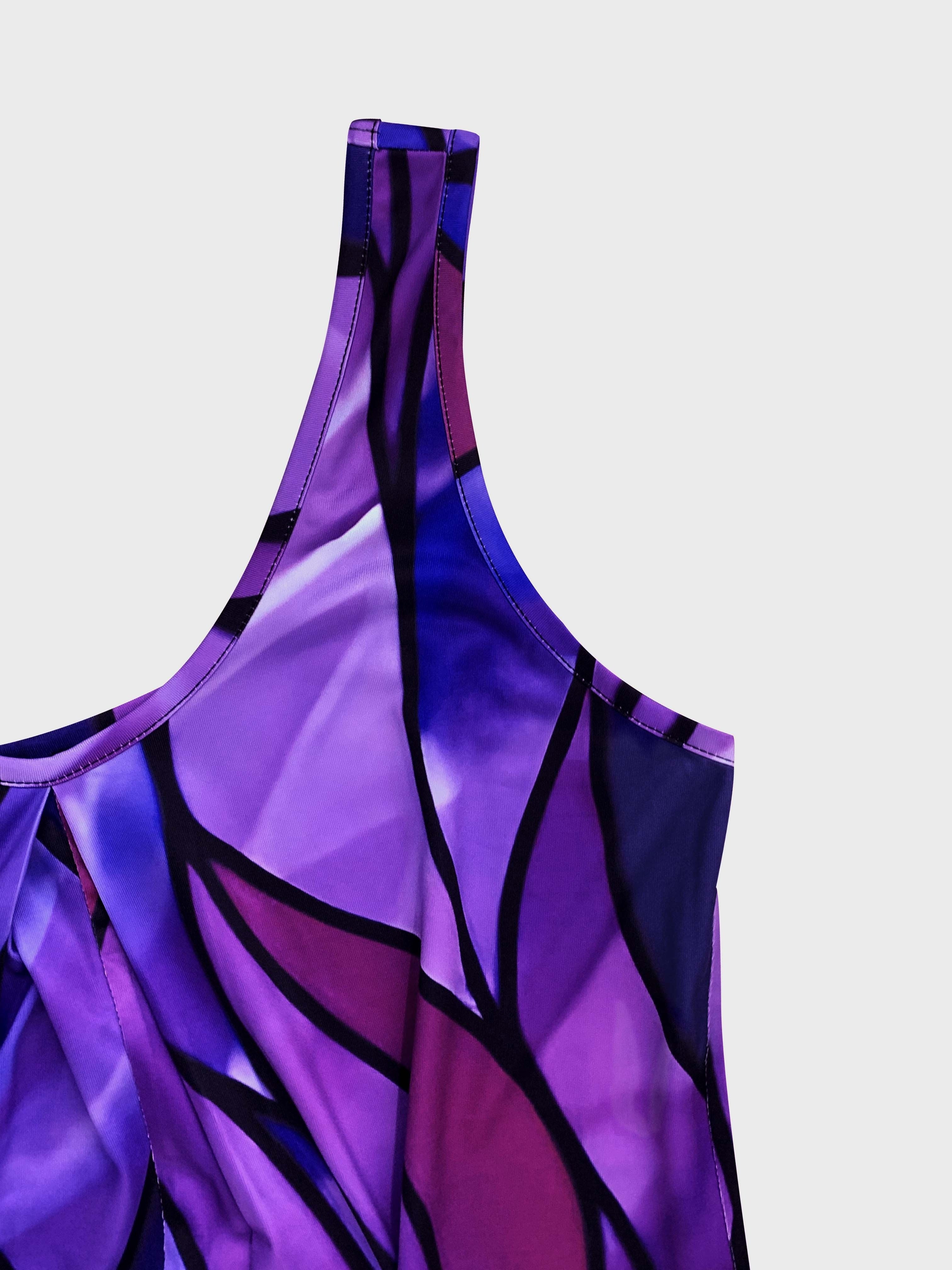 Plus Size Sleeveless Print Jumpsuit with Pockets for Women