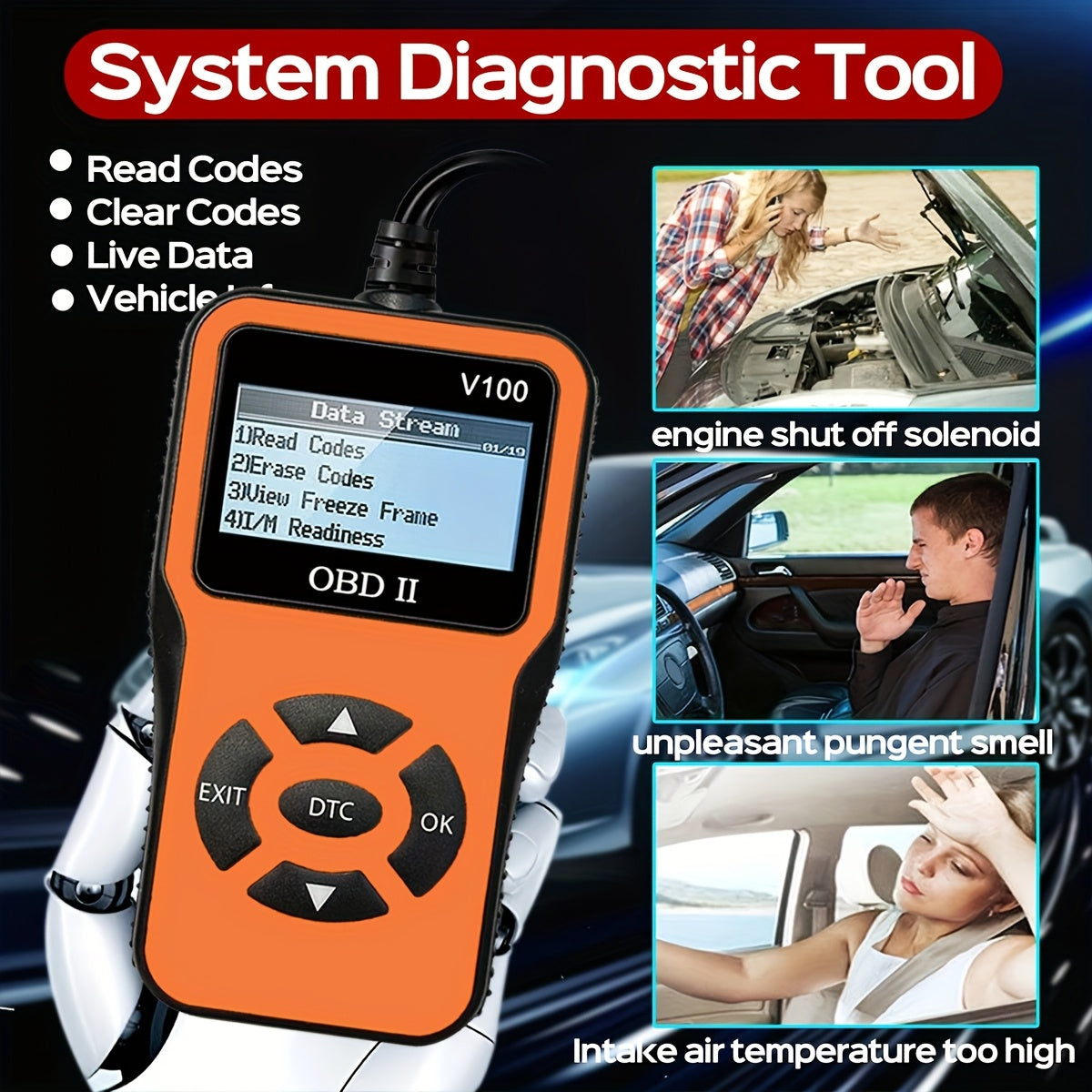 OBD2 Diagnostic Scanner Tool Car Engine Fault Code Reader Battery Tester