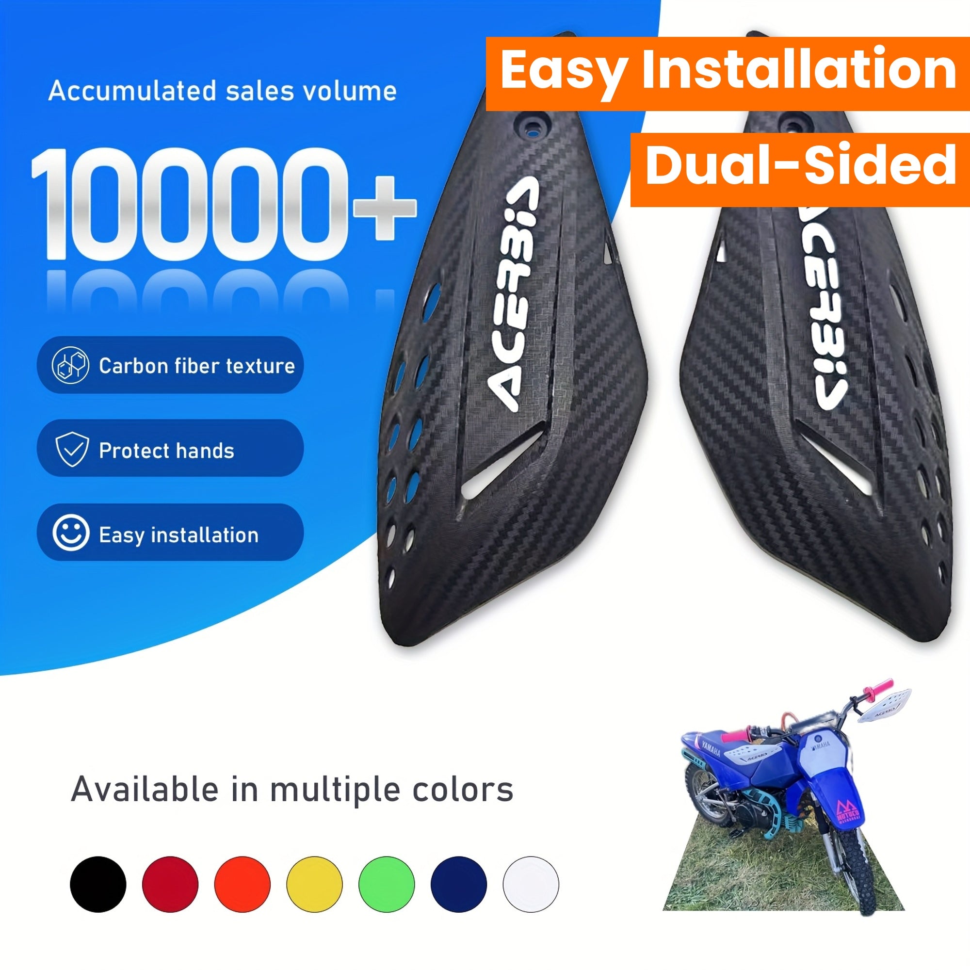 Off Road Motorcycle Hand Guards Carbon Fiber Look Dual-Sided Protective Shields for Dirt Bikes