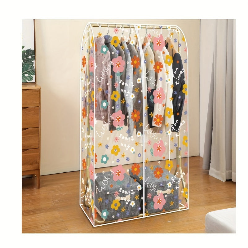 Clear Plastic Suit Dust Protector with Floral Garment Cover for Clothing Storage