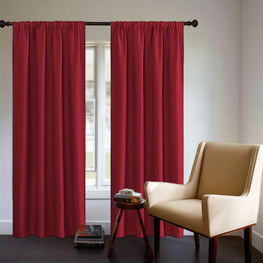Blackout Curtain Panel Thick Rod Pocket Light Blocking Insulation Bedroom 200g