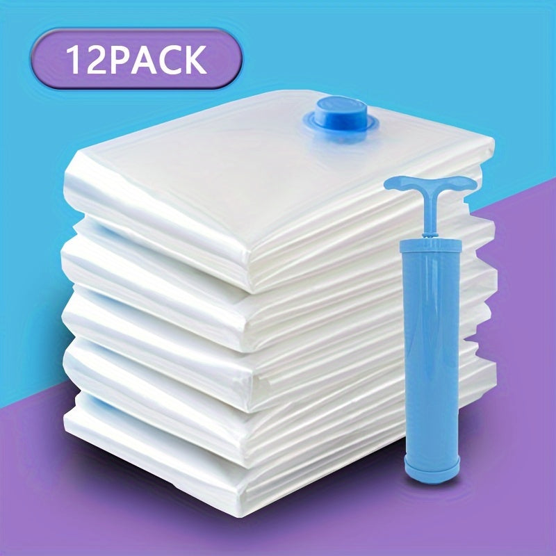 Vacuum Storage Bags Set of 12 with Pump for Clothes and Bedding