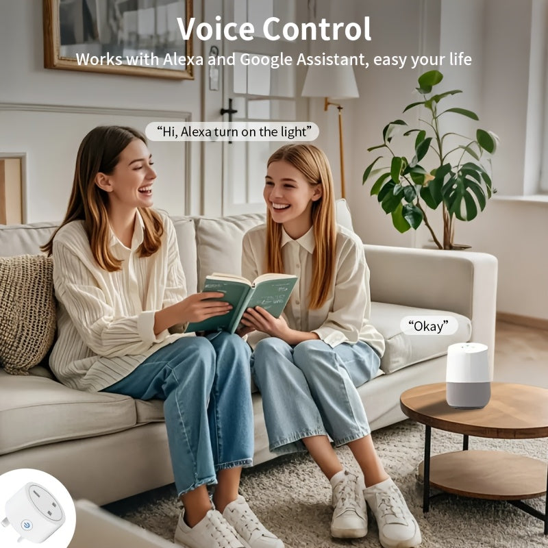 Enchufe inteligente europeo con monitorización de energía, Alexa, Google Assistant, temporizador, control remoto 16A