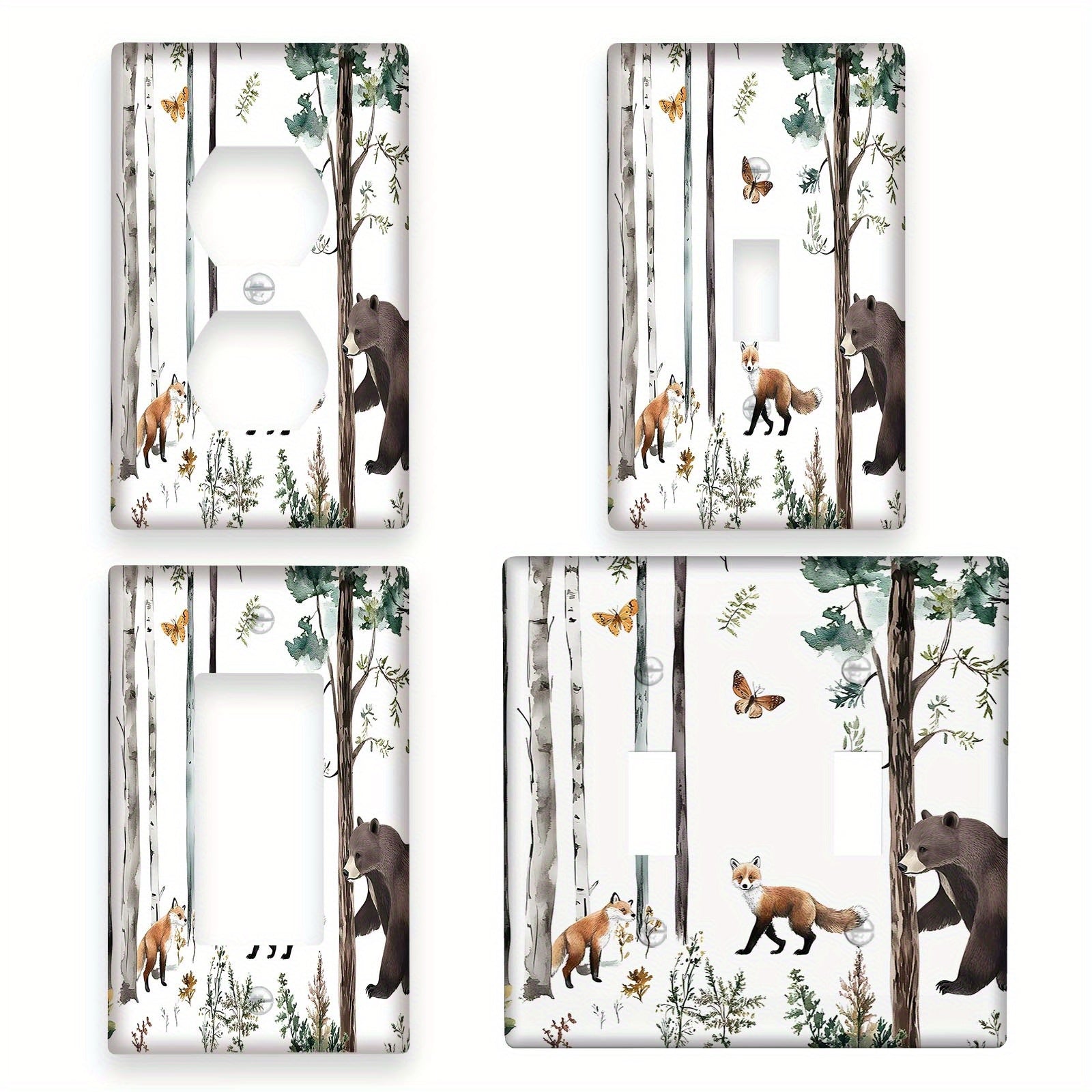 Wildlife Animal Light Switch Cover Moose Deer Fox Bear 1-Gang 2-Gang Decor