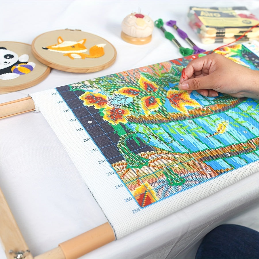 Portable Beech Wood Embroidery Stand for Cross Stitch Sewing with Detachable Clip