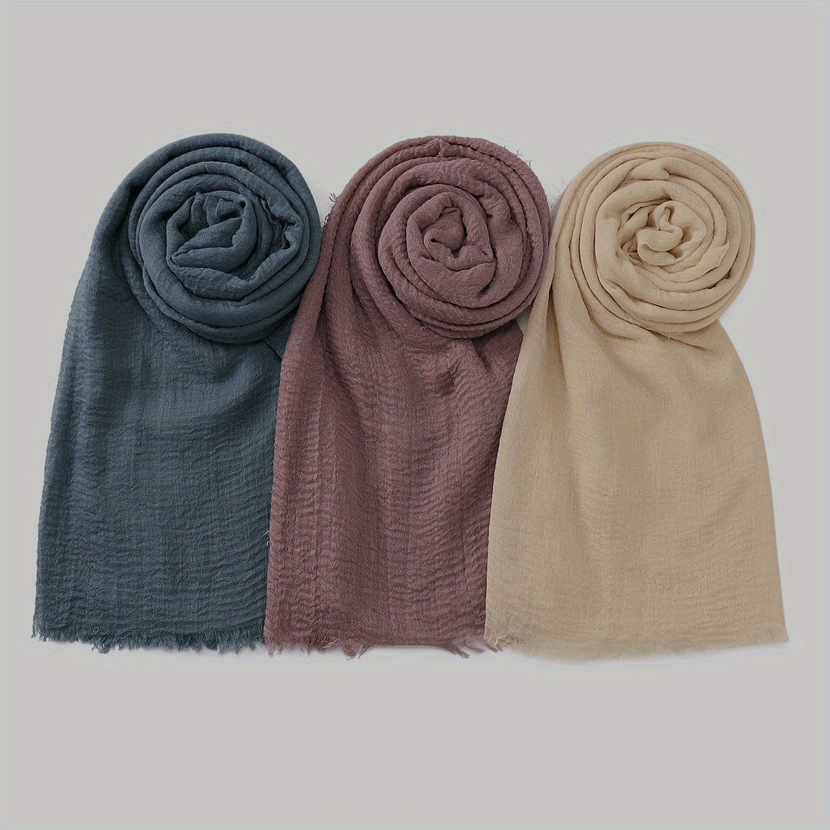 3 ta minimalistik pufli pleatli hijablar to'liq ranglar nafas oladigan kundalik sharflar