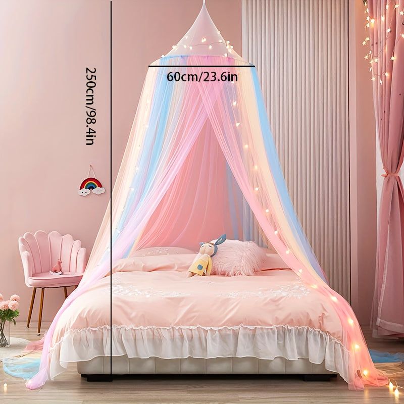 Cylindrical Mosquito Net with Cap Top Style Princess Canopy Curtain for Bedroom