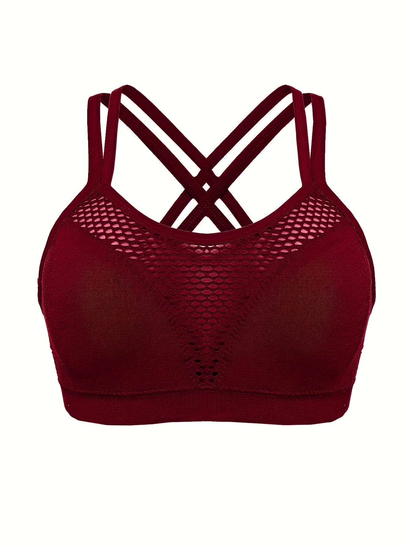 Women's Plus Size Seamless Sports Bra Yoga Running Crop Top with Cross-Back