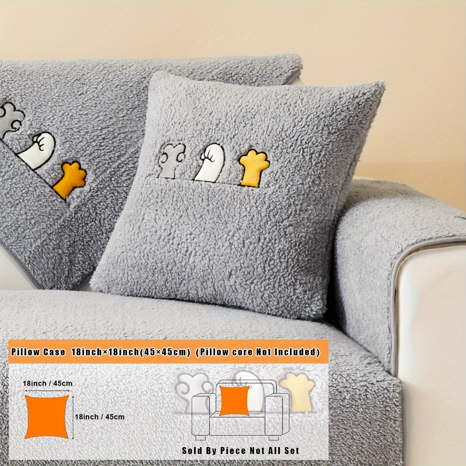 Zamonaviy yumshoq divan qoplamasi, oyoq izlari naqshli tikuv bilan, divanlar uchun sirpanmas himoya, mashinada yuvish mumkin va turli xil mebellar uchun mos.