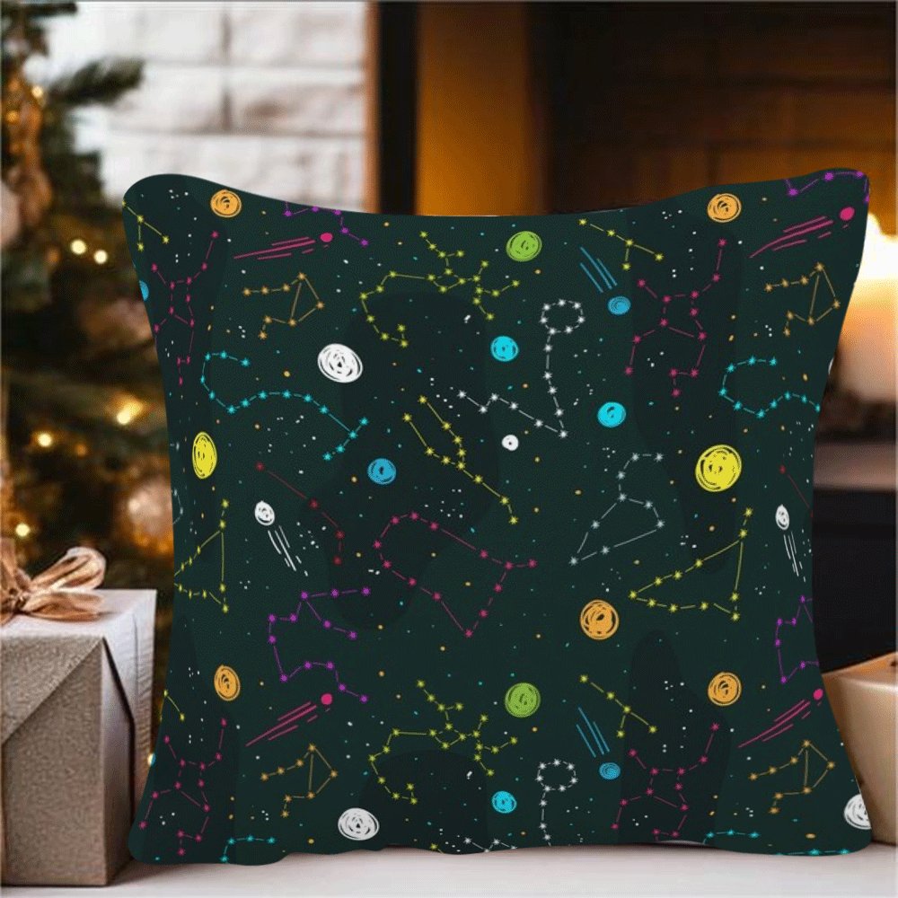 Zodiac Fleece Pillow Cover 45.72x45.72 cm Soft Washable Sofa Bedroom Outdoor