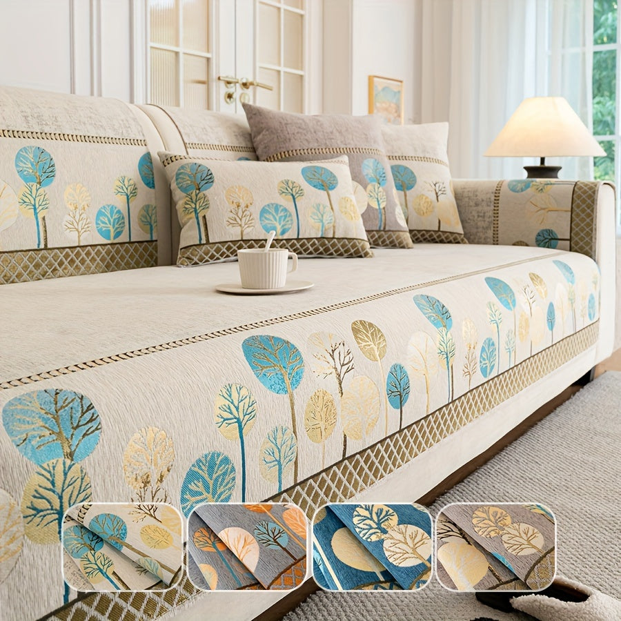 Нескользящая накидка на диван с мотивом дерева для 1-4 местных диванов, безопасна для домашних животных, моется в машине, прочная