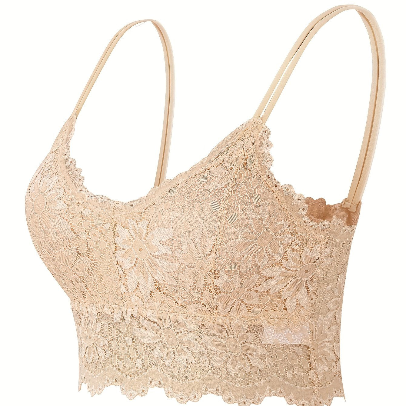 Women's Lace Cami Bra with Padded Support and Hollow Out Design