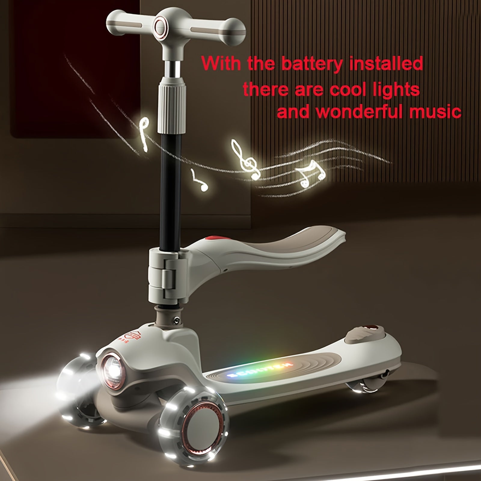 Kids' 2-in-1 Scooter and Bike for Ages 3-8 with LED Wheels Music and Foldable Design