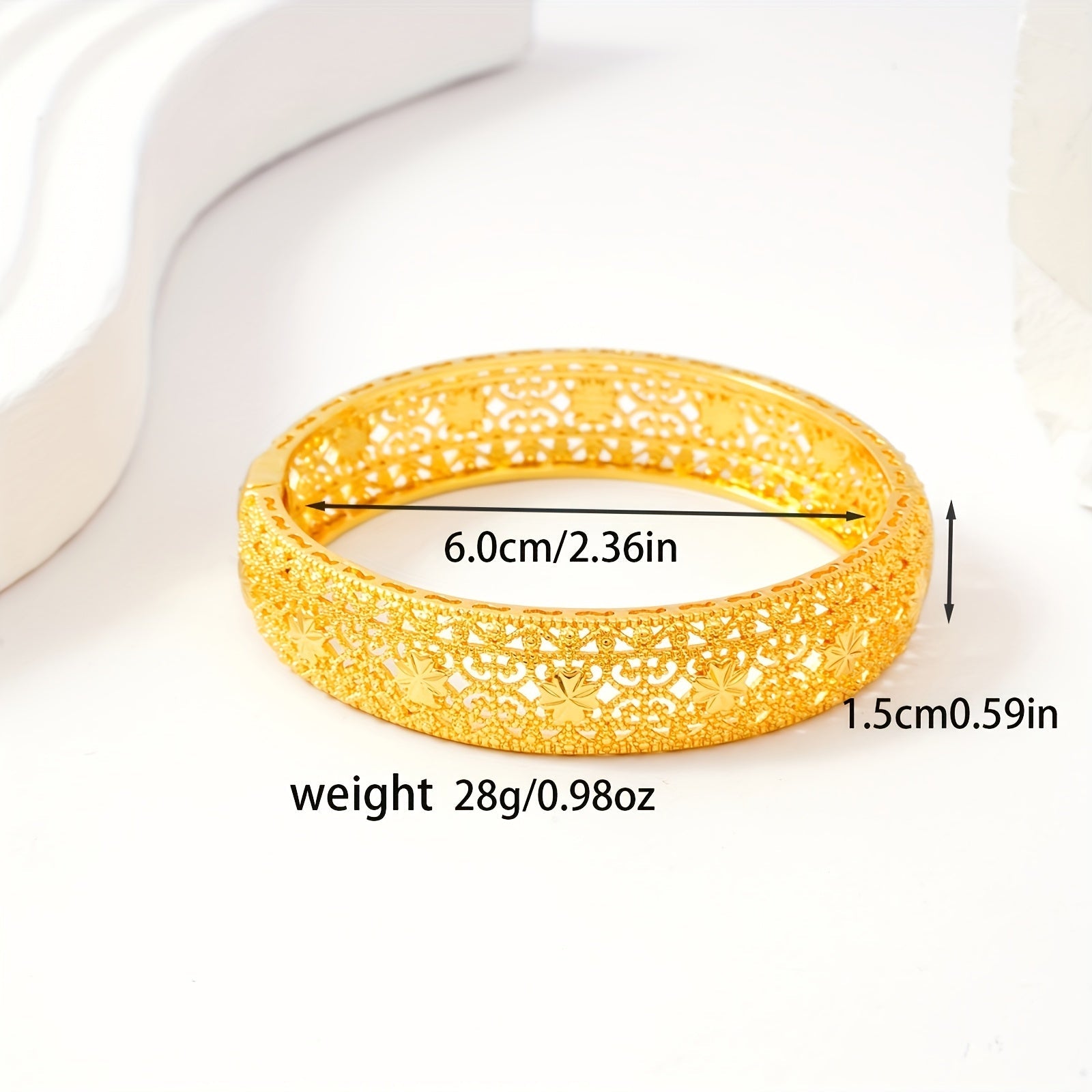Gold Open Bracelet for Women with Elegant Hollow Design for Festivals and Weddings