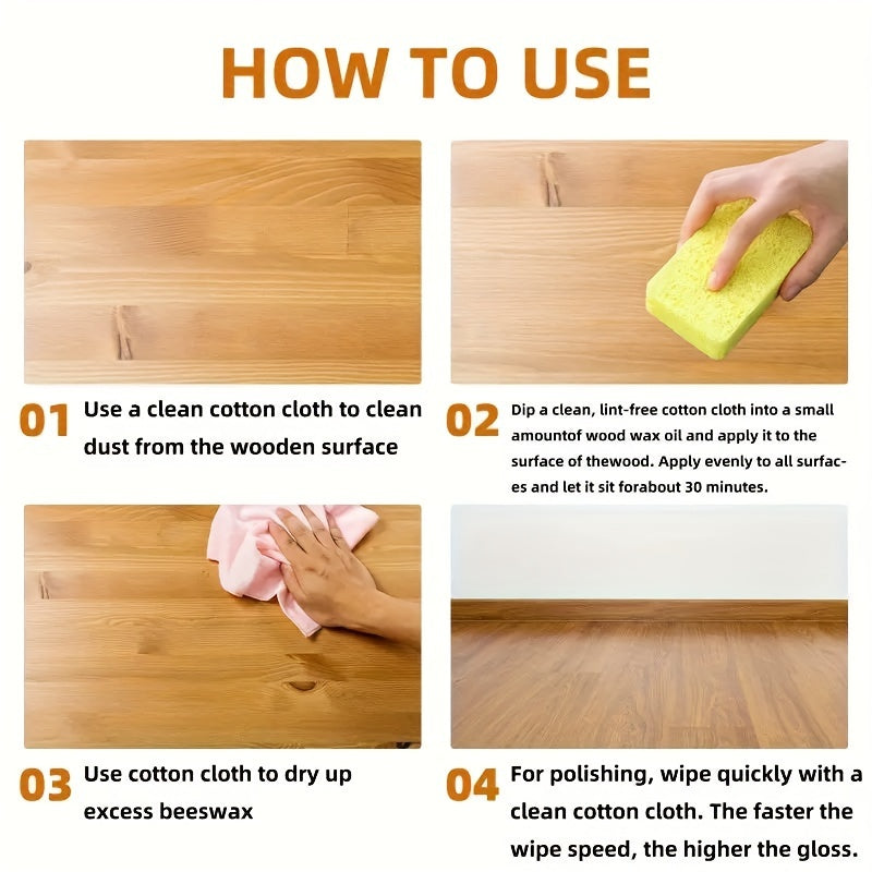 Beeswax Furniture Floor Polish Coconut Oil Gel Waterproof Anti-Crack Brightening