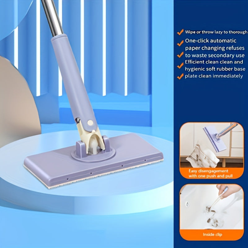 Flat Mop with Replaceable Face Towel for Walls, Floors, and Surfaces