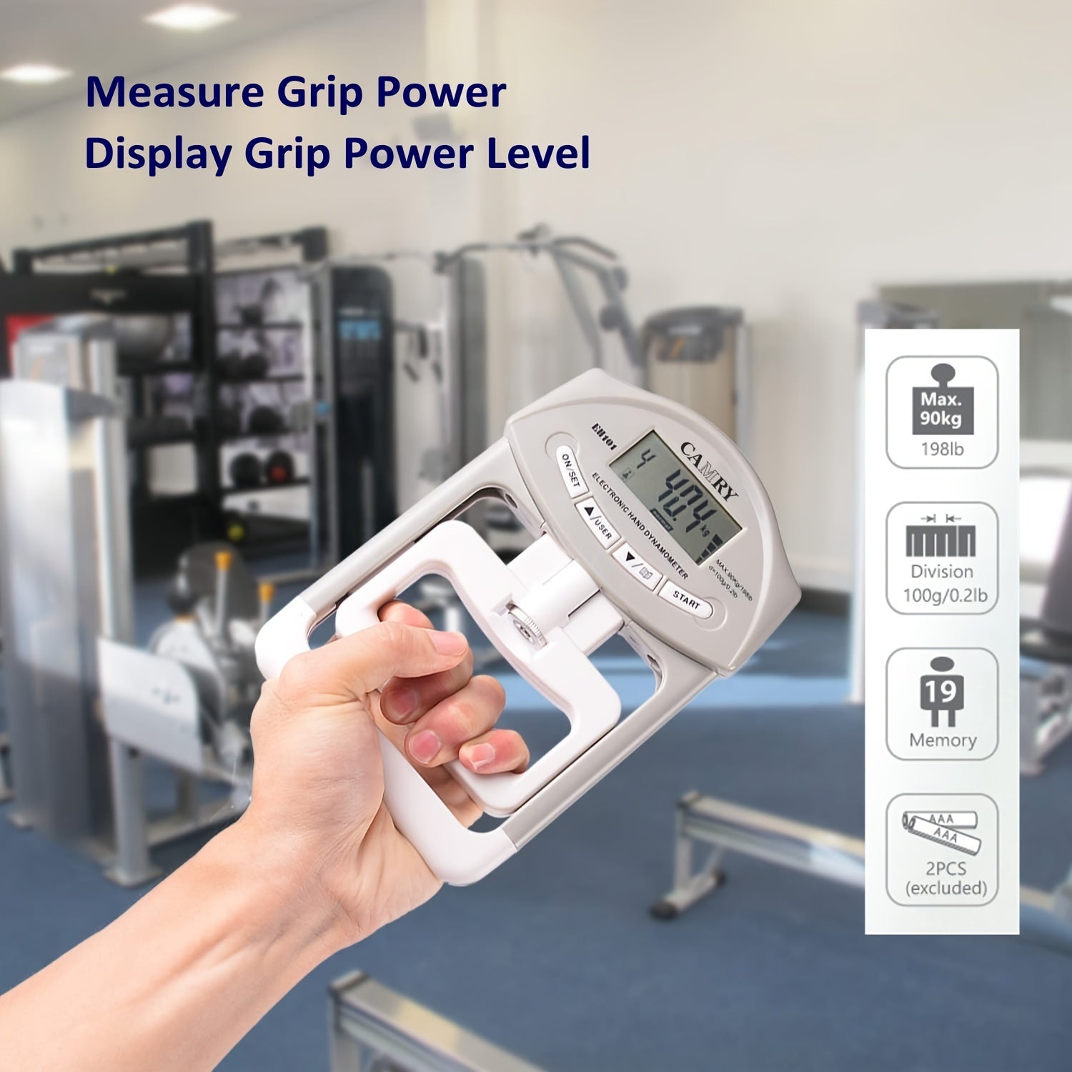 Dinámómetro digital de fuerza de agarre Medidor de fuerza de mano electrónico 198lbs