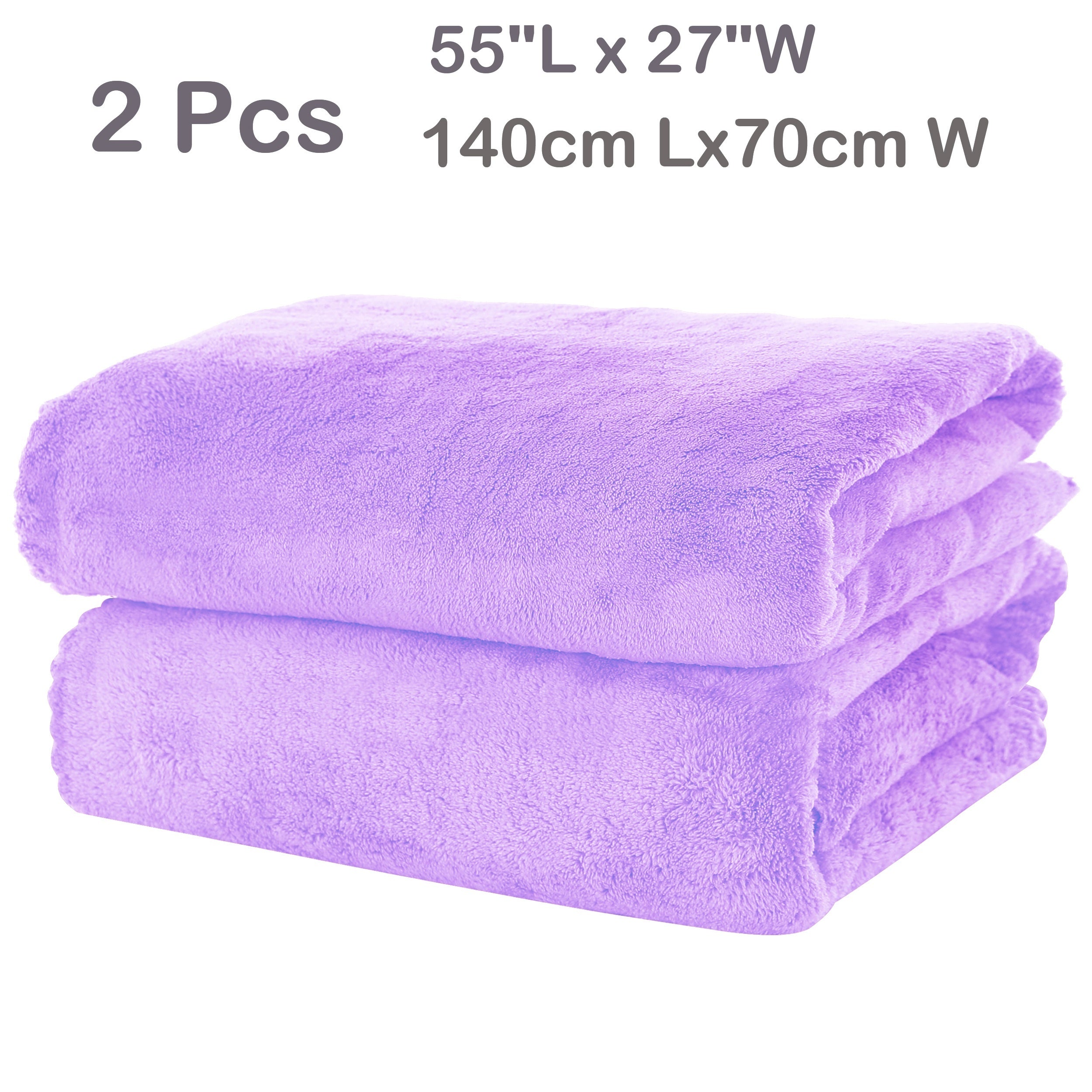2-Piece Polyester Coral Velvet Bath Towel Set Highly Absorbent Soft for Bathroom Fitness Travel
