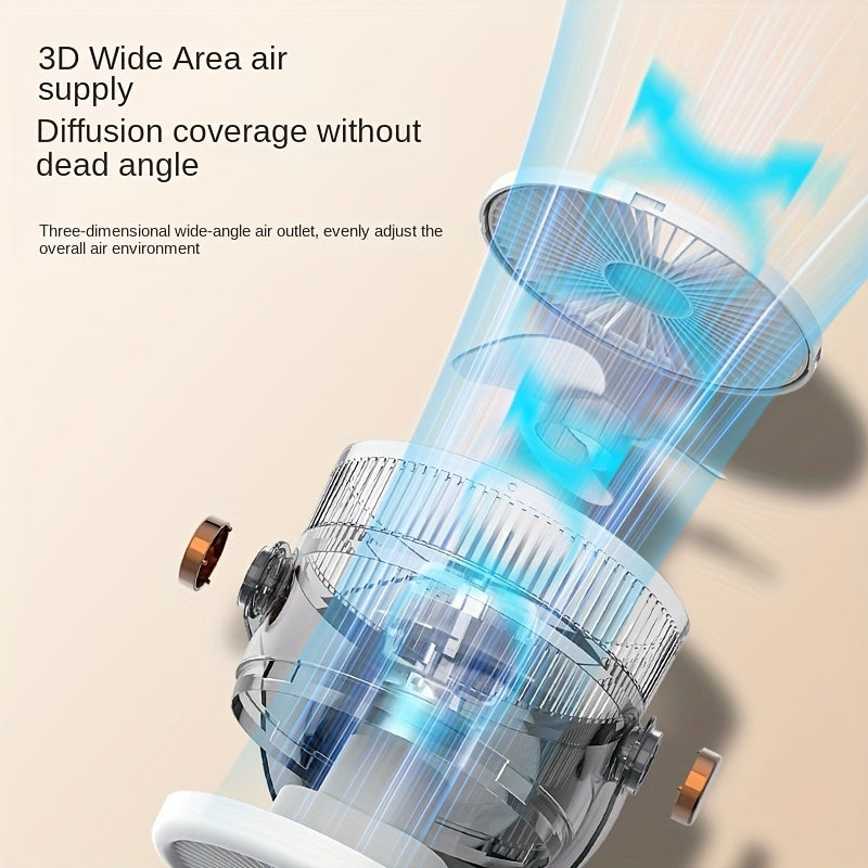 Rechargeable Smart Home Fan with USB, Desktop and Wall Mount, Indoor Outdoor