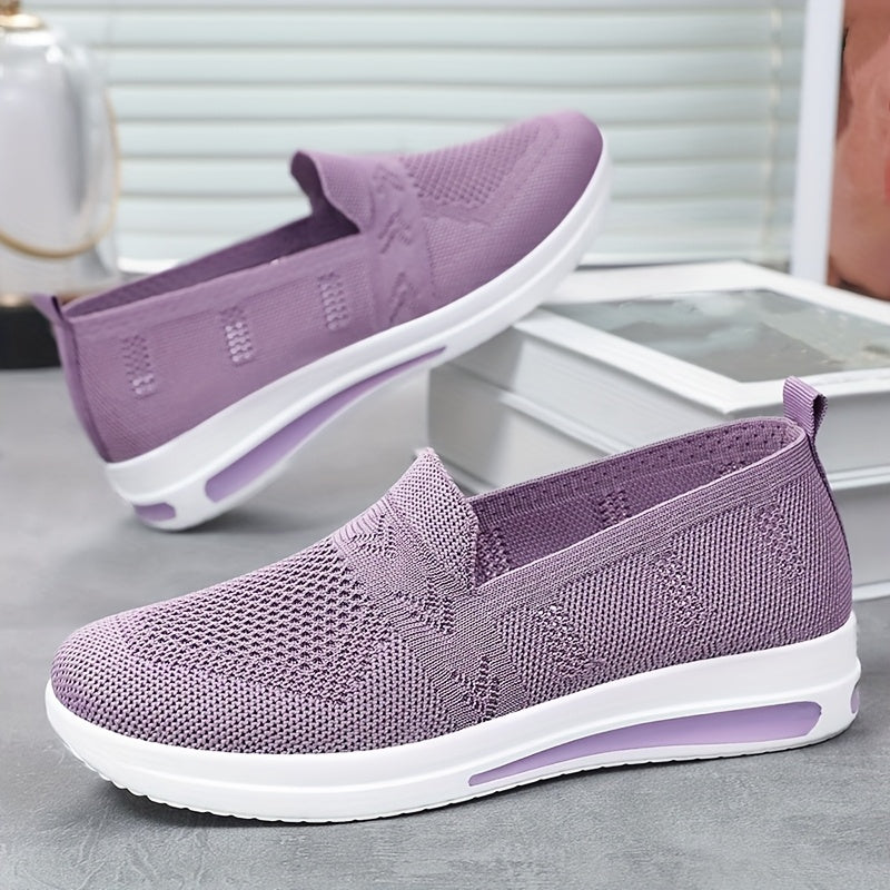 Women's Breathable Woven Sneakers Low Top Casual Shoes Solid Colors