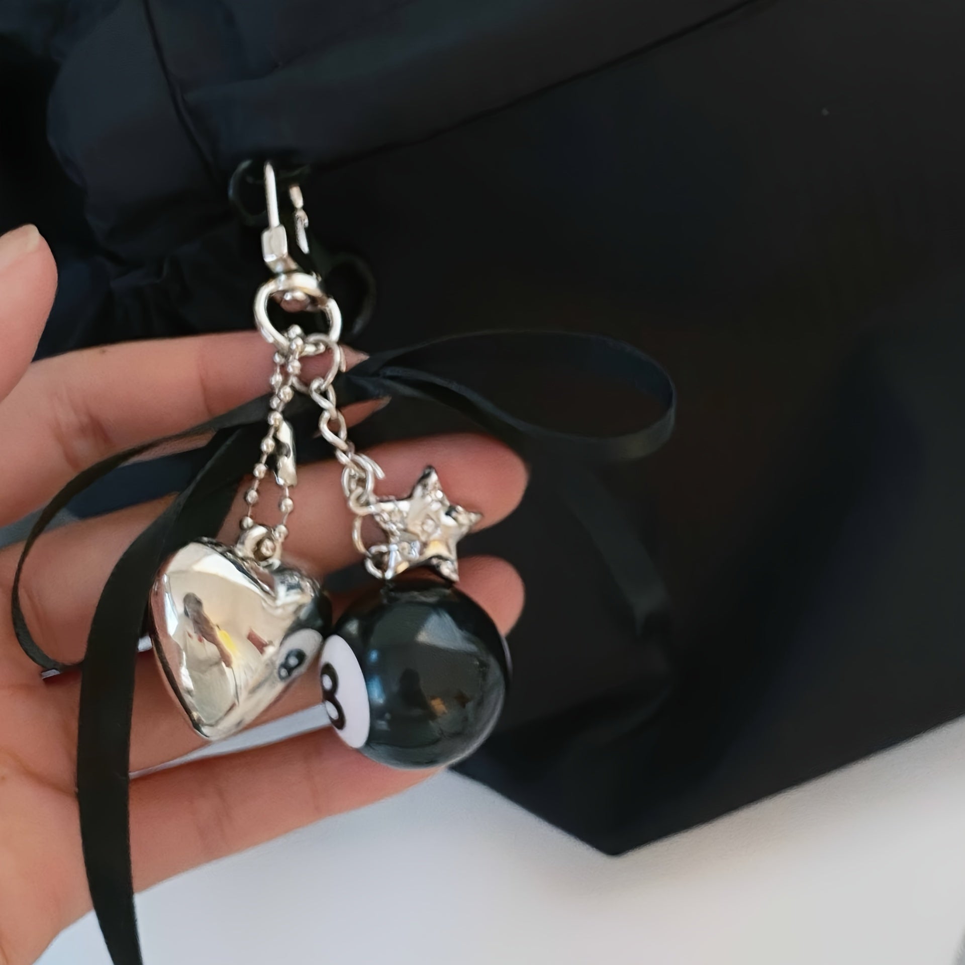 Qora Billiards Design Halloween kalit zanjiri sumka pendenti