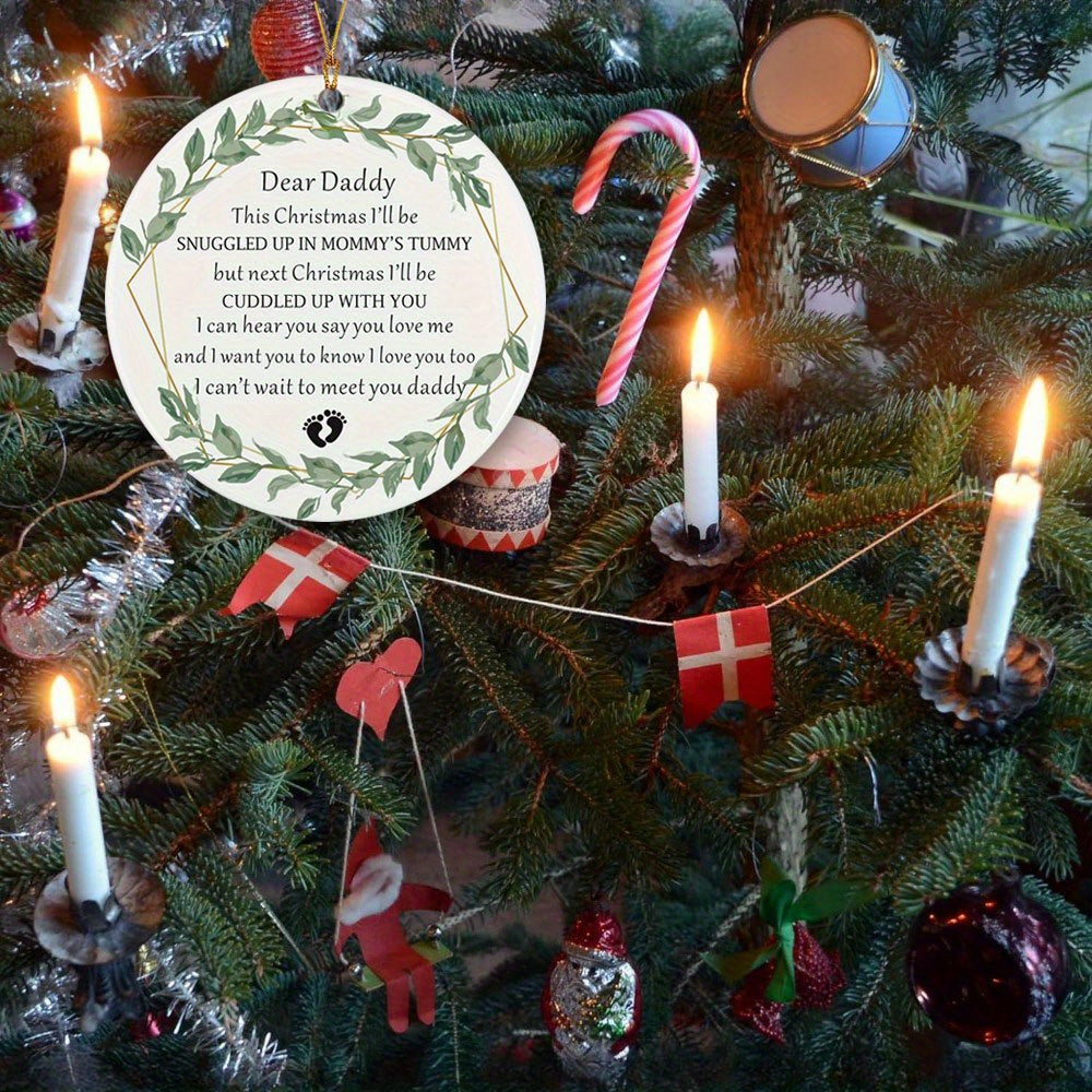 Pregnancy Announcement Hanging Tree Ornament for New Dads Acrylic Baby Bump Christmas Decoration First Christmas Gift