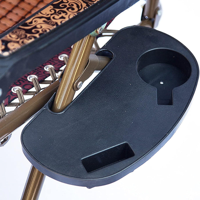 Black Portable Camping Chair Side Table with Drink Holder and Snack Tray