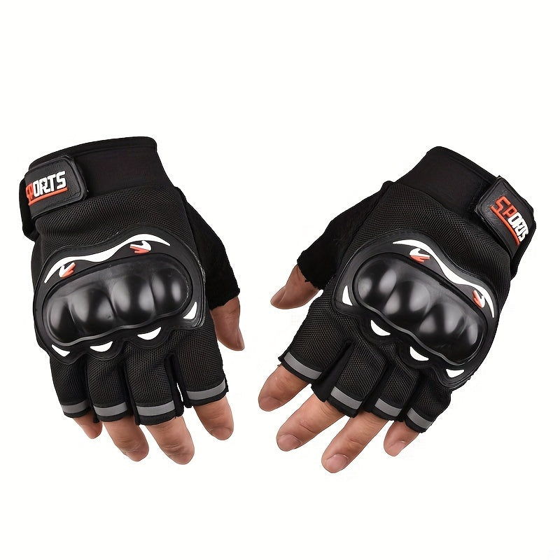 Nylon Woven Half-Finger Riding Gloves with Hook and Loop Closure for Motorcycle Riding