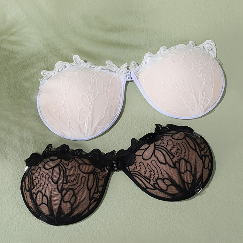 Women's Lace Nipple Covers with Push-Up Buckle Self-Adhesive Breast Pasties