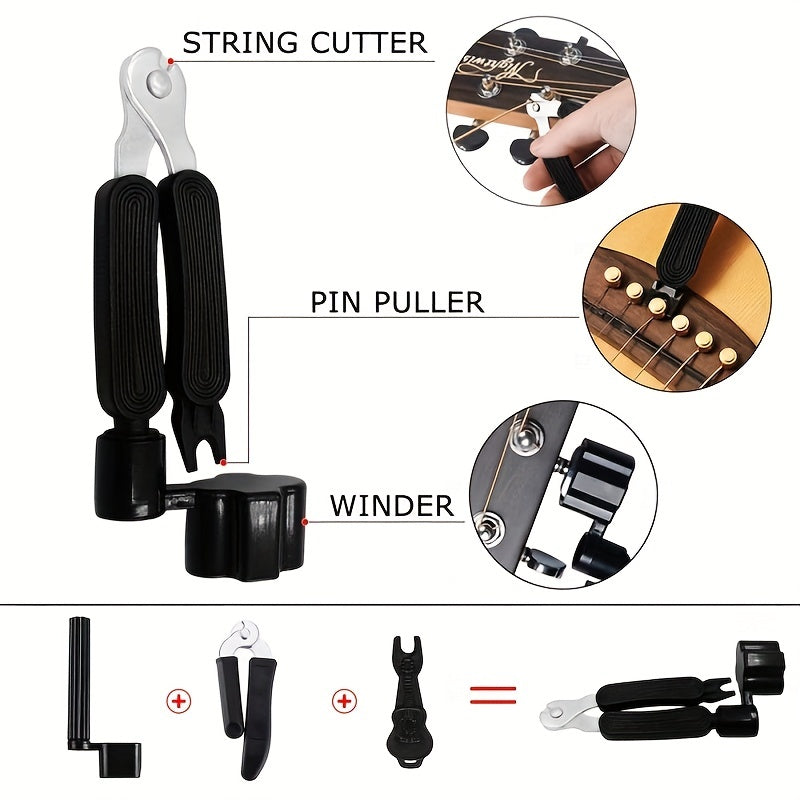 6-Piece Steel Acoustic Guitar Strings Set with 3-in-1 String Winder Tool