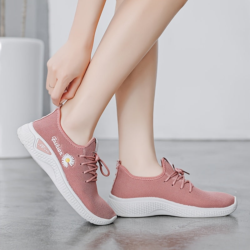 Women’s Breathable Fabric Sneakers with EVA Sole Black and White Lightweight Walking Shoes