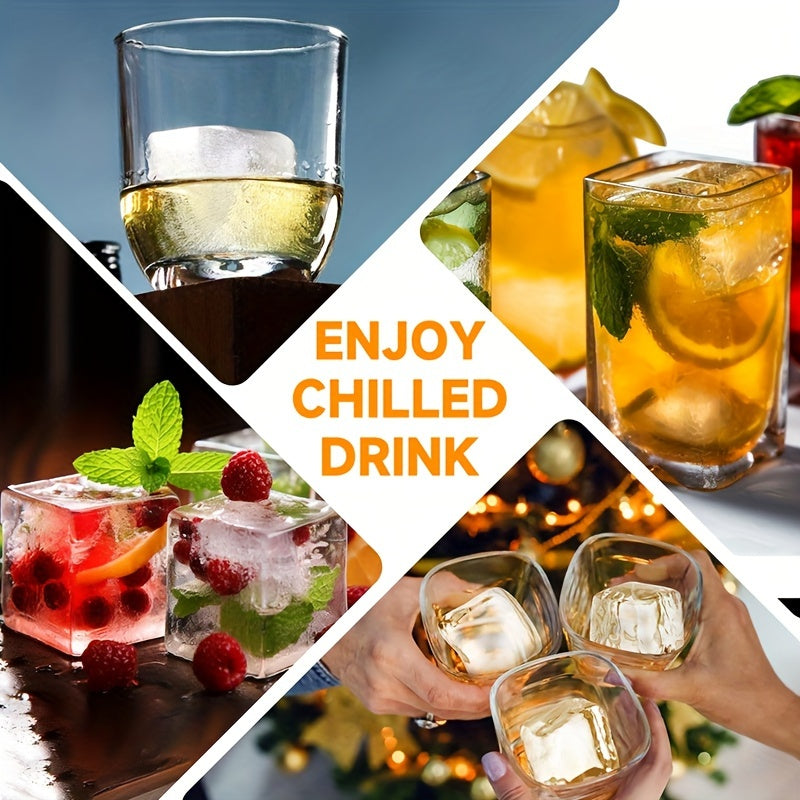 Large Silicone Ice Cube Tray with Lid, Stackable, Easy Release for Cocktails