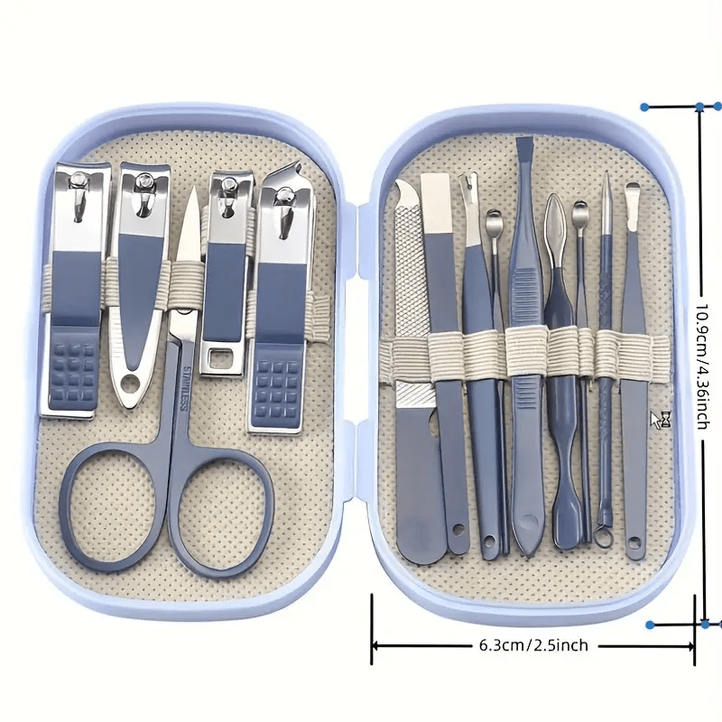 14-Piece Stainless Steel Nail and Foot Care Set with Clippers and Shaping Tools in Portable Storage Box for Men and Women