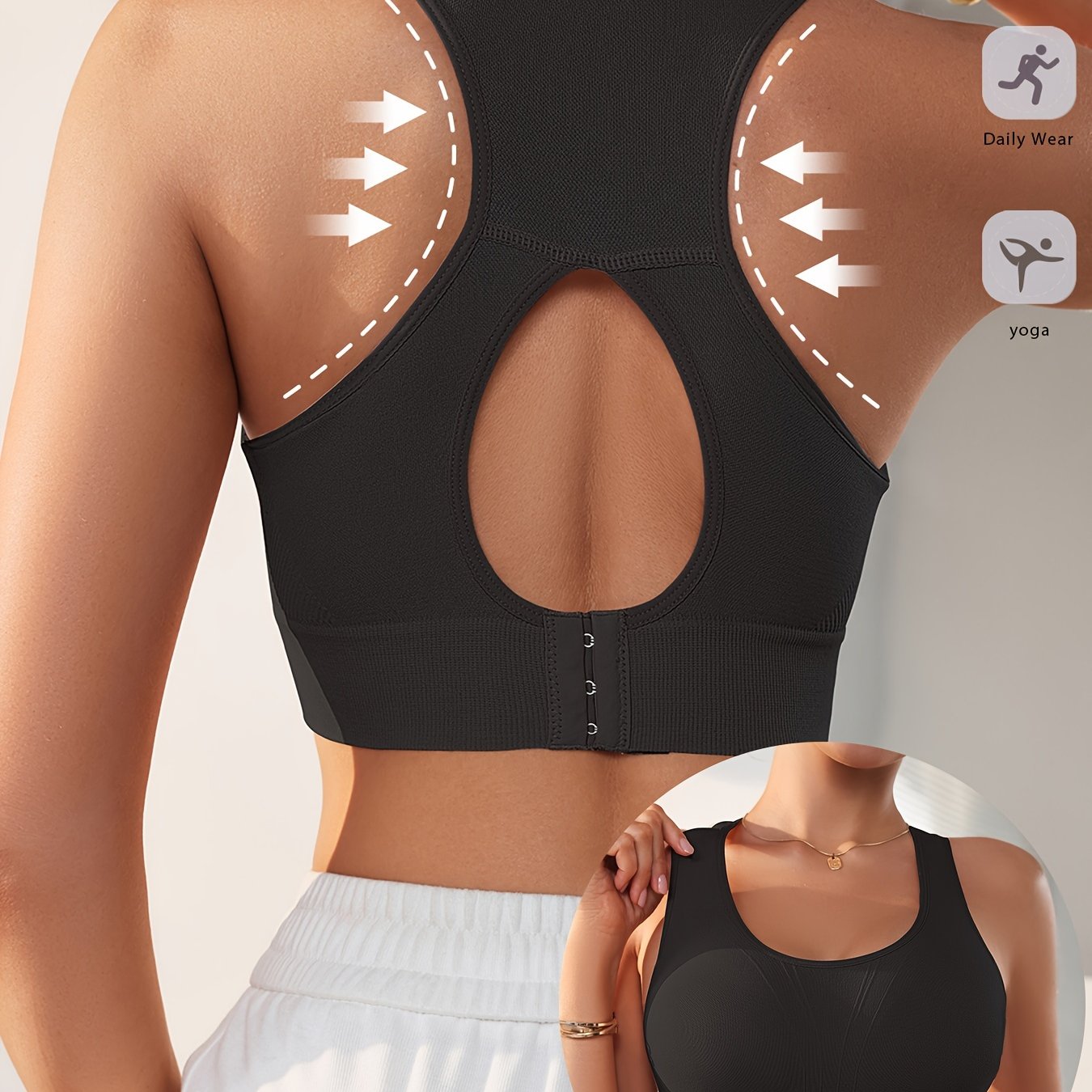 Seamless Breathable Sports Bra for Yoga and Fitness with Back Cutout