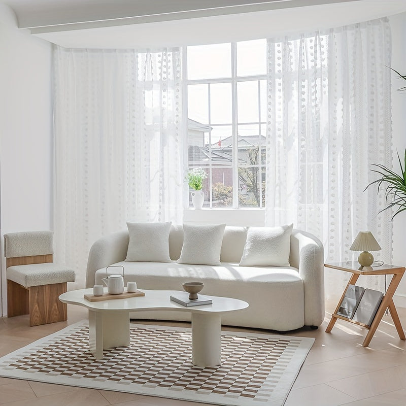 French Country Style Sheer Curtain with Jacquard Pattern for Living Room or Bedroom