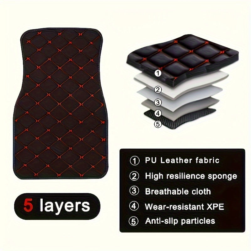 Universal Waterproof Car Floor Mats Set Front and Rear Auto Rugs