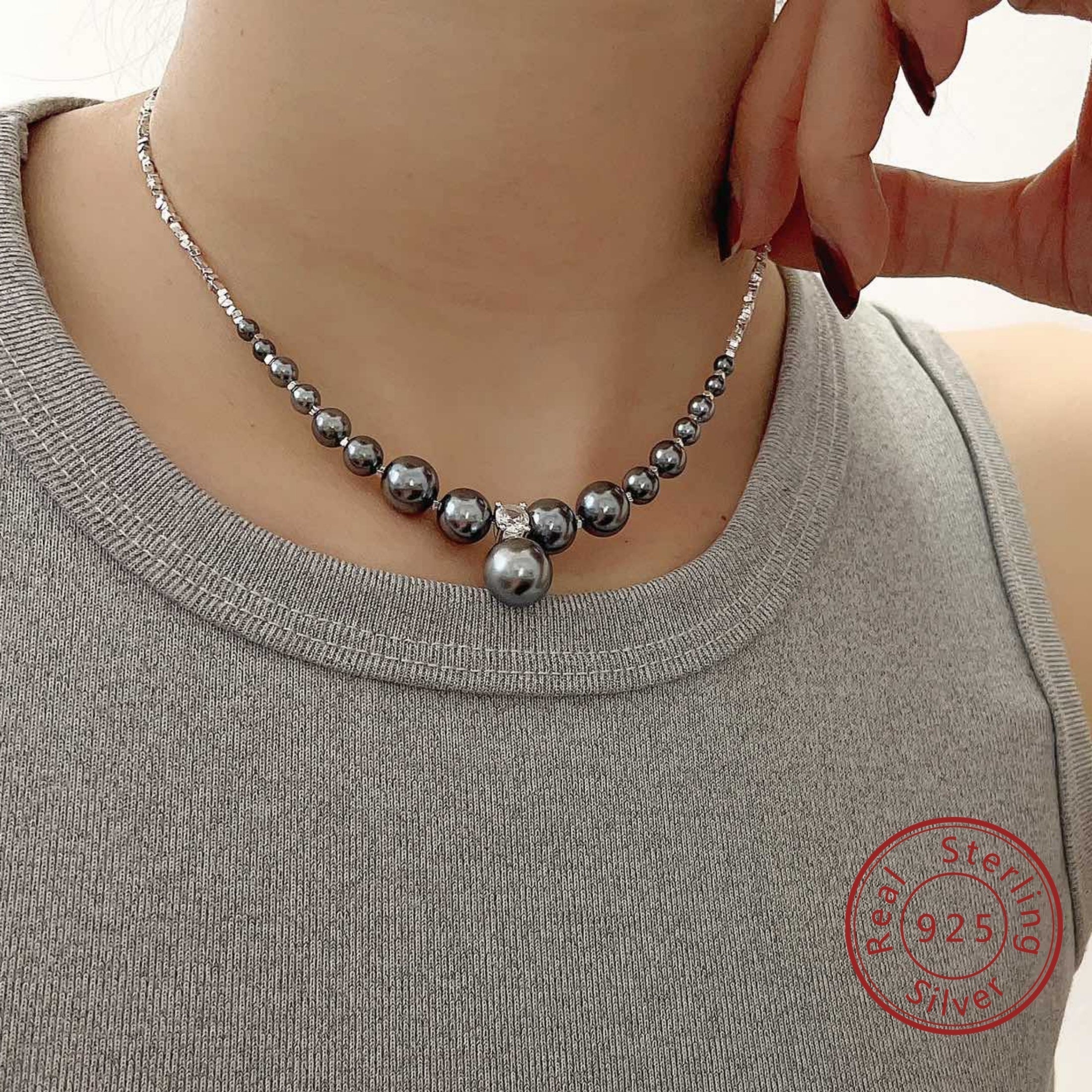 Серебряное ожерелье с ракушкой из циркония, регулируемый цепочка, винтажное элегантное украшение