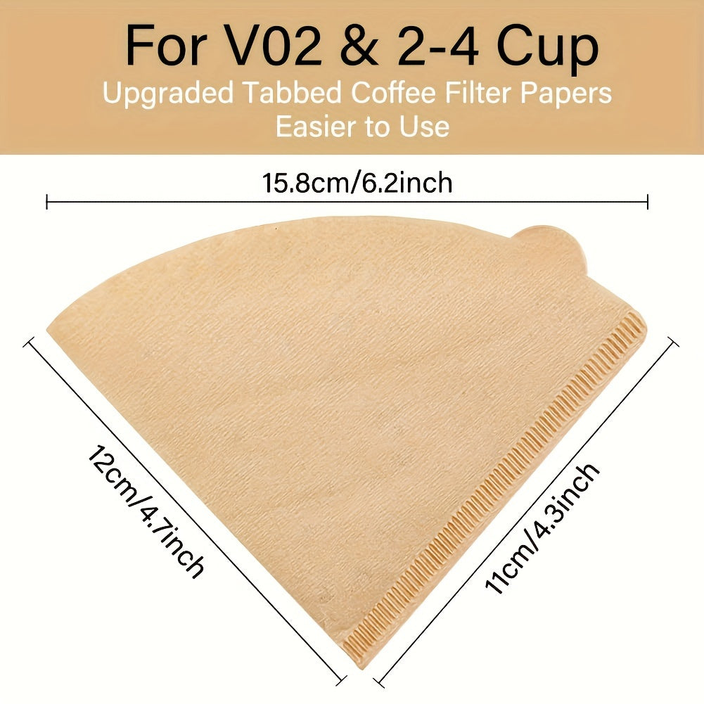 100 dona Tabiiy O'chirilmagan V60 Qahva Filtrlari 02 uchun Pour-Over Drippers